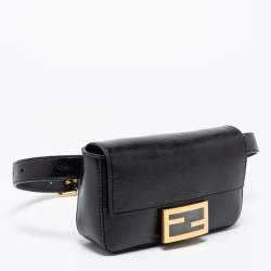 Pre Owned Fendi Black Glossy Leather FF Belt Bag 
