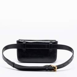 Pre Owned Fendi Black Glossy Leather FF Belt Bag 