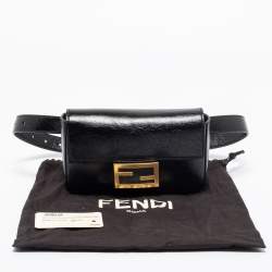 Pre Owned Fendi Black Glossy Leather FF Belt Bag 