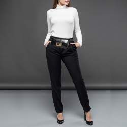 Pre Owned Fendi Black Glossy Leather FF Belt Bag 