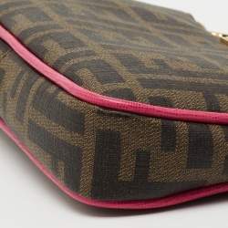 Pre Owned Fendi Tobacco Zucca Coated Canvas Spalmati Pochette