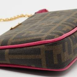 Pre Owned Fendi Tobacco Zucca Coated Canvas Spalmati Pochette