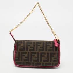 Pre Owned Fendi Tobacco Zucca Coated Canvas Spalmati Pochette