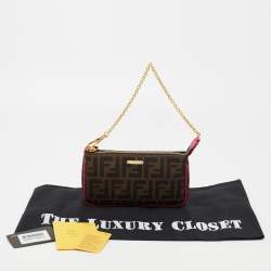 Pre Owned Fendi Tobacco Zucca Coated Canvas Spalmati Pochette