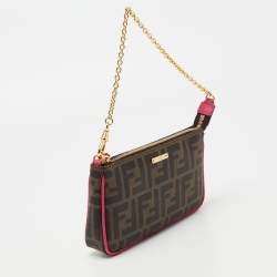 Pre Owned Fendi Tobacco Zucca Coated Canvas Spalmati Pochette