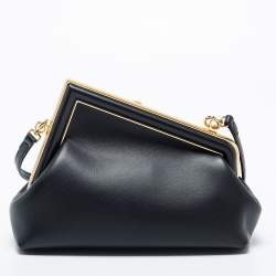 مملوكة مسبقًا Fendi Black Leather Small Fendi First Shoulder Bag