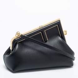 مملوكة مسبقًا Fendi Black Leather Small Fendi First Shoulder Bag