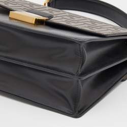 Pre Owned Fendi Brown/Black FF Embossed Leather Kan U Shoulder Bag