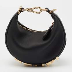 مملوكة مسبقًا Fendi Black Leather Nano Fendigraphy Hobo