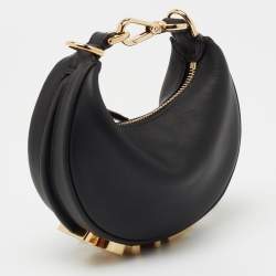 مملوكة مسبقًا Fendi Black Leather Nano Fendigraphy Hobo