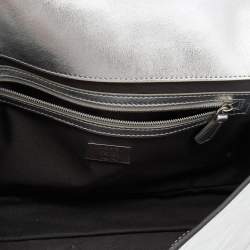 Fendi Silver FF Embossed Leather Large Baguette Shoulder Bags