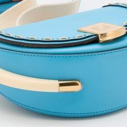 Pre Owned Fendi Blue Leather Moonlight Crossbody Bag