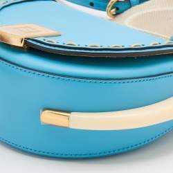 Pre Owned Fendi Blue Leather Moonlight Crossbody Bag