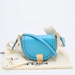 Pre Owned Fendi Blue Leather Moonlight Crossbody Bag