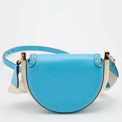 Pre Owned Fendi Blue Leather Moonlight Crossbody Bag