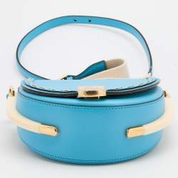 Pre Owned Fendi Blue Leather Moonlight Crossbody Bag