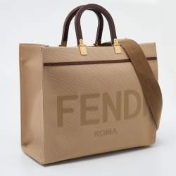 Pre Owned Fendi Beige Canvas Medium Sunshine Tote