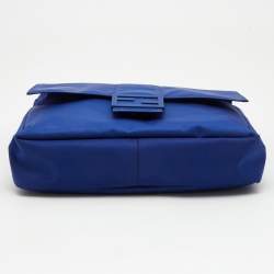 Fendi Blue Nylon Large Baguette Messenger Bag