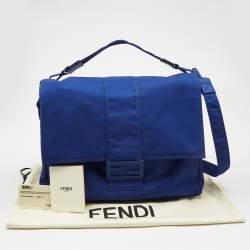 Fendi Blue Nylon Large Baguette Messenger Bag