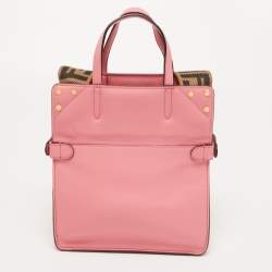 Pre Owned Fendi Pink Leather Small Flip Bag