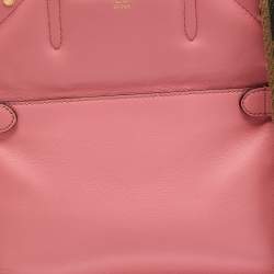 Pre Owned Fendi Pink Leather Small Flip Bag