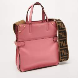 Pre Owned Fendi Pink Leather Small Flip Bag