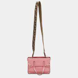Pre Owned Fendi Pink Leather Small Flip Bag