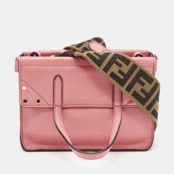 Pre Owned Fendi Pink Leather Small Flip Bag