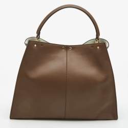 Pre Owned Fendi Brown Leather Large X Lite Peekaboo Top Handle Bag