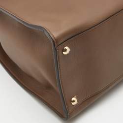 Pre Owned Fendi Brown Leather Large X Lite Peekaboo Top Handle Bag