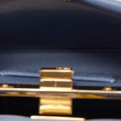 Pre Owned Fendi Navy Blue Leather Mini Peekaboo Top Handle Bag