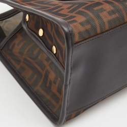 Fendi Brown Zucca Mesh and Leather Small Peekaboo Defender Pouch