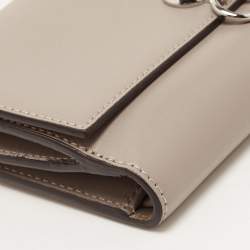 Pre Owned Fendi Etoupe Leather By The Way Flap Wallet