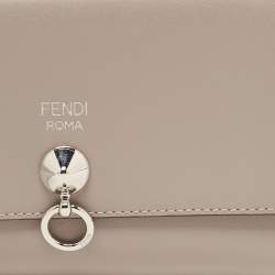 Pre Owned Fendi Etoupe Leather By The Way Flap Wallet