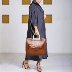 مملوكة مسبقًا حقيبة يد توتس فندي شوبر صن شاين  جلد بني كبيرة