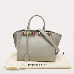 Pre Owned Fendi Grey Leather Medium Studded 3Jours Tote