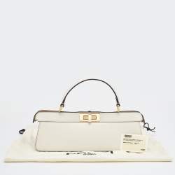 Pre Owned Fendi Ivory Leather Peekaboo ISeeuU Stretch Top Handle Bag