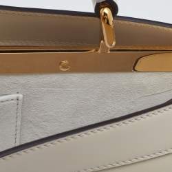Pre Owned Fendi Ivory Leather Peekaboo ISeeuU Stretch Top Handle Bag