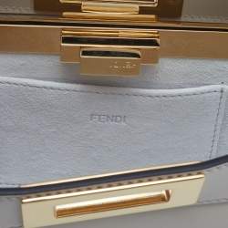 Pre Owned Fendi Ivory Leather Peekaboo ISeeuU Stretch Top Handle Bag