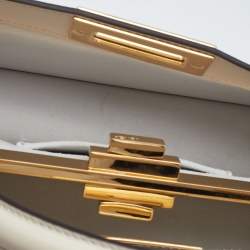 Pre Owned Fendi Ivory Leather Peekaboo ISeeuU Stretch Top Handle Bag