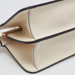 Pre Owned Fendi Ivory Leather Peekaboo ISeeuU Stretch Top Handle Bag