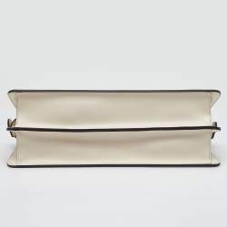 Pre Owned Fendi Ivory Leather Peekaboo ISeeuU Stretch Top Handle Bag