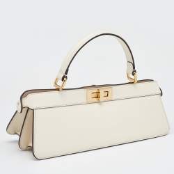 Pre Owned Fendi Ivory Leather Peekaboo ISeeuU Stretch Top Handle Bag