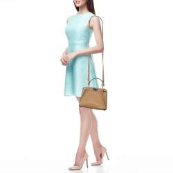 Pre Owned Fendi Brown Selleria Leather Mini Peekaboo Top Handle Bag