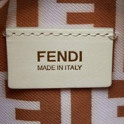 Pre Owned Fendi White/Beige Zucca Nylon and Leather Crossbody Bag