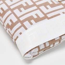 Pre Owned Fendi White/Beige Zucca Nylon and Leather Crossbody Bag