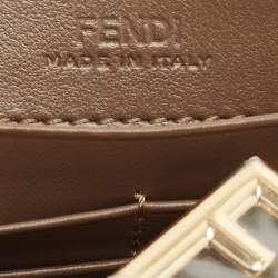 مملوكة مسبقًا Fendi Tobacco Zucca Embossed Leather FF Flap Wallet on Chain