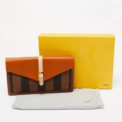Pre Owned Fendi Multicolor Pequin Stripe Canvas and Leather Bustina Clutch