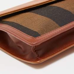 Pre Owned Fendi Multicolor Pequin Stripe Canvas and Leather Bustina Clutch