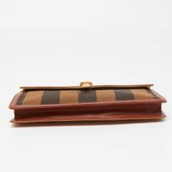 Pre Owned Fendi Multicolor Pequin Stripe Canvas and Leather Bustina Clutch